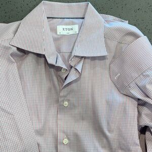 Eton slim fit button down dress shirt (red pattern) size 42 and 16.5